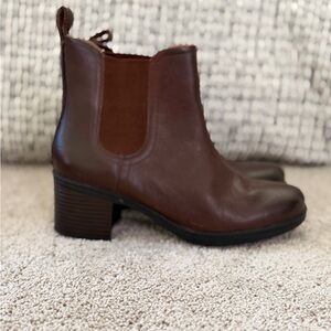 Clarks Brown Leather Chelsea Ankle Boots